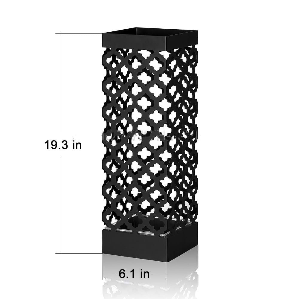 Square Umbrella Stand Rack Metal Umbrella Holder with Drip Tray For Home Office Decoration,Black