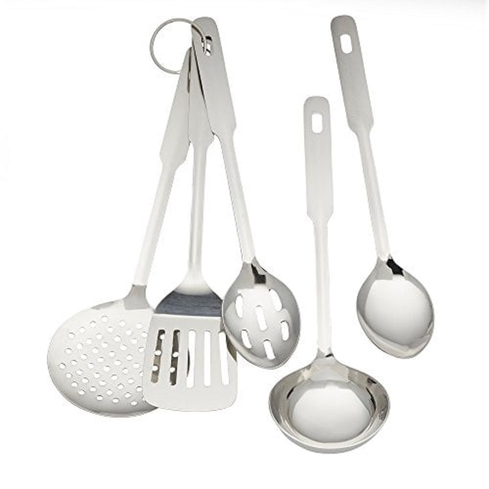 5 Piece Stainless Steel Cooking Utensil Set - Durable Kitchen Gadgets - Metal Kitchen Accessories - Easy to Clean Kitchen Tools
