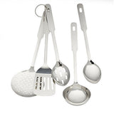5 Piece Stainless Steel Cooking Utensil Set - Durable Kitchen Gadgets - Metal Kitchen Accessories - Easy to Clean Kitchen Tools