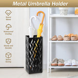 Metal Umbrella Indoor Holder Entryway Hollowed Square Decorative Umbrella Racks and Stands Freestanding Storage Organizer (6.5*6.5*16.5in)