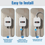 3500W Electric Tankless Water Heater Shower Head Set with LCD Display,Instant Hot Water for Home Use,White