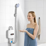 3500W Electric Tankless Water Heater Shower Head Set with LCD Display,Instant Hot Water for Home Use,White