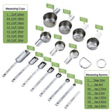 Measuring Cups and Spoons Set of 15,Stainless Steel Nesting Measuring Cups and Magnetic Measuring Spoons for Baking Cooking,Dry and Liquid Ingredients