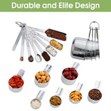 Measuring Cups and Spoons Set of 15,Stainless Steel Nesting Measuring Cups and Magnetic Measuring Spoons for Baking Cooking,Dry and Liquid Ingredients