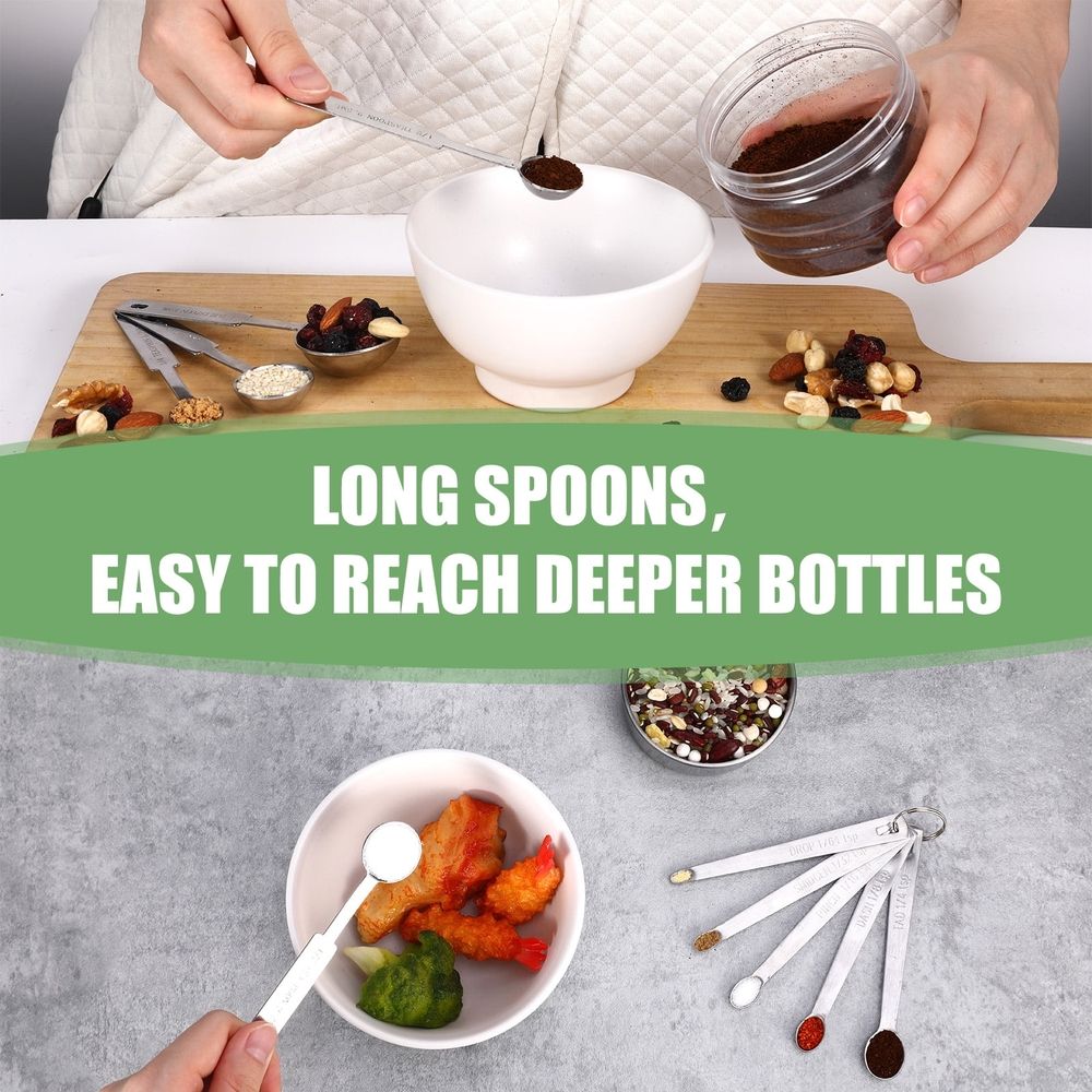 Measuring Cups and Spoons Set of 16,5 Stainless Steel Nesting Measuring Cups & 5 Spoons,1 + Leveler & 5 Mini Measuring Spoons for Cooking & Baking