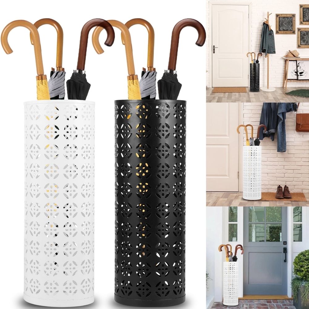 16.5 x 6inch Umbrella Stand Rack,Metal Umbrella Holder Freestanding Umbrella Stand Round Umbrella Holder Bin Waterproof Umbrella Storage Rack Indoor Walking Stick Holder for Home Entryway Office