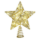 Glitter Christmas Tree Topper,10 Inch Shiny Gold Star Tree Topper for Xmas,Lightweight Holiday Treetop Decoration for Christmas Decor