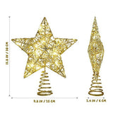 Glitter Christmas Tree Topper,10 Inch Shiny Gold Star Tree Topper for Xmas,Lightweight Holiday Treetop Decoration for Christmas Decor