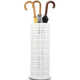 Umbrella Stand for Entryway,Metal Umbrella Holder,Freestanding Umbrella Stand Round Umbrella Holder Bin Waterproof Umbrella Storage Rack Indoor Walking Stick Holder for Home Entryway(15*42cm,White)