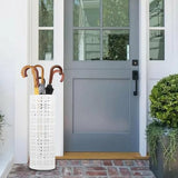 Umbrella Stand for Entryway,Metal Umbrella Holder,Freestanding Umbrella Stand Round Umbrella Holder Bin Waterproof Umbrella Storage Rack Indoor Walking Stick Holder for Home Entryway(15*42cm,White)