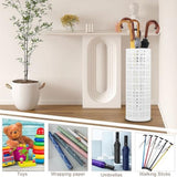 Umbrella Stand for Entryway,Metal Umbrella Holder,Freestanding Umbrella Stand Round Umbrella Holder Bin Waterproof Umbrella Storage Rack Indoor Walking Stick Holder for Home Entryway(15*42cm,White)