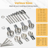 21 Pieces Measuring Cups and Spoons Set - Includes 7 Stainless Steel Measuring Cups,8 Rectangular & 5 Mini Measuring Spoons with Leveler Fits Spice Jars,Ideal for Dry and Liquid Ingredients