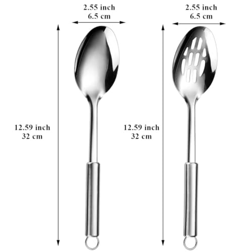 Cooking Spoons Set,Stainless Steel Kitchen Solid Slotted Spoon,Cooking Utensils Set,Mixing,Serving,Stiring Large Spoons,Gifts for Home,Restaurant