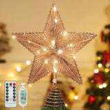 Christmas Star Tree Topper,USB Powered Remote Controlled Star Tree Topper with Lights and Sequins for Holiday Xmas Decoration,Rose Gold