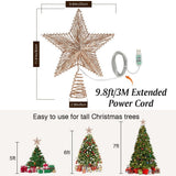 Christmas Star Tree Topper,USB Powered Remote Controlled Star Tree Topper with Lights and Sequins for Holiday Xmas Decoration,Rose Gold