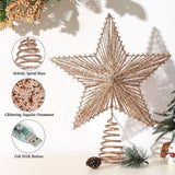 Christmas Star Tree Topper,USB Powered Remote Controlled Star Tree Topper with Lights and Sequins for Holiday Xmas Decoration,Rose Gold