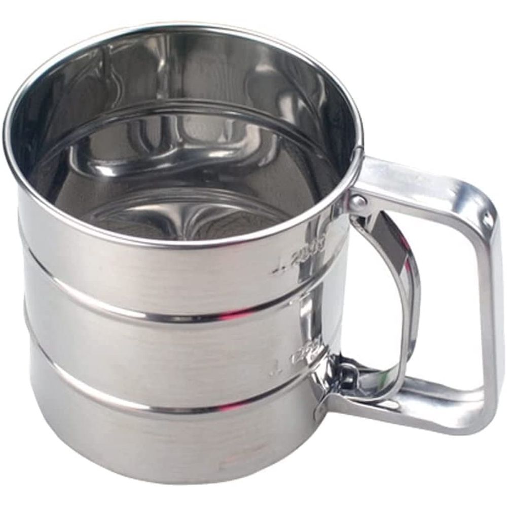 1.25 Cup Premium Stainless Steel Flour Sifter for Baking – Baking Sifter with Spring Action Handle – Double Mesh Sifter for Flour,Powdered Sugar,Baking Powder (Small)