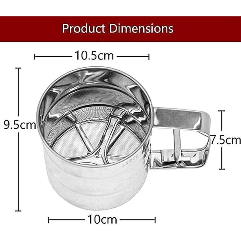 1.25 Cup Premium Stainless Steel Flour Sifter for Baking – Baking Sifter with Spring Action Handle – Double Mesh Sifter for Flour,Powdered Sugar,Baking Powder (Small)