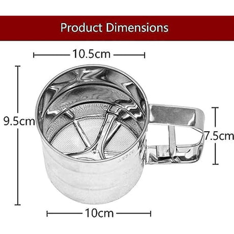 1.25 Cup Premium Stainless Steel Flour Sifter for Baking – Baking Sifter with Spring Action Handle – Double Mesh Sifter for Flour,Powdered Sugar,Baking Powder (Small)
