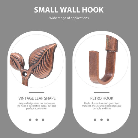 4pcs Metal Leaf Shaped Single Wall Hooks Vintage Iron Coat Hooks Rustic Wall- Mounted Coat Hangers for Home Scarf Bag Towel Key