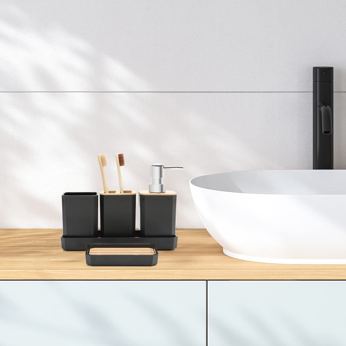 Bathroom Accessories Set,5 Pcs Bathroom Accessory Gift Set, Soap Dispenser, Soap Dish, Toothbrush Holder, Toothbrush Cup