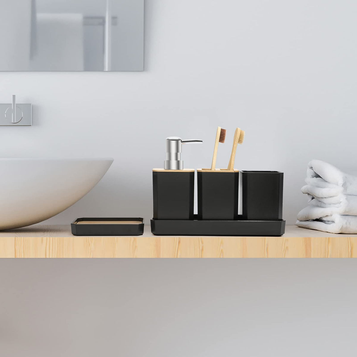 Bathroom Accessories Set,5 Pcs Bathroom Accessory Gift Set, Soap Dispenser, Soap Dish, Toothbrush Holder, Toothbrush Cup