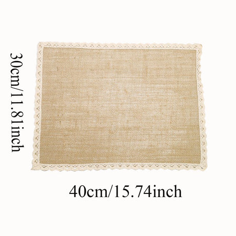 5Pcs Linen Table Mat Lace Placemat Set Natural Woven Tableware Mat Wedding Decoration elegant and perfect