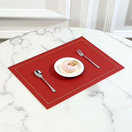 Place mat Dining Table Place Mats Double-Sided Two-Color Leather Placemats Squar Insulated Table Mat Coaster Bowl Mat（4pcs）