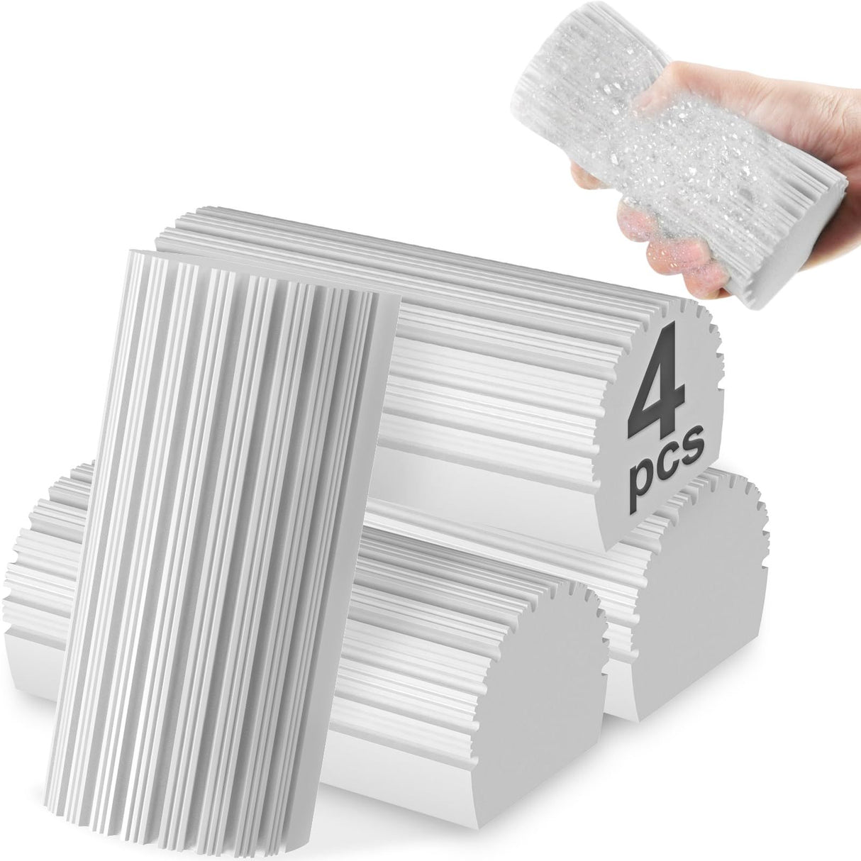 4pcs Damp Dusting Sponge Duster Grey, Household Clean Sponges Duster for Cleaning Baseboards Wet Sponges Cleaning Supplies Tool