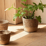 Straw Weaving Flower Plant Pot Wicker Basket Rattan Flowerpot Storage Basket Handmade Woven Planter Basket S