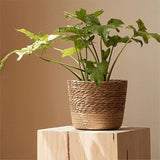 Straw Weaving Flower Plant Pot Wicker Basket Rattan Flowerpot Storage Basket Handmade Woven Planter Basket S