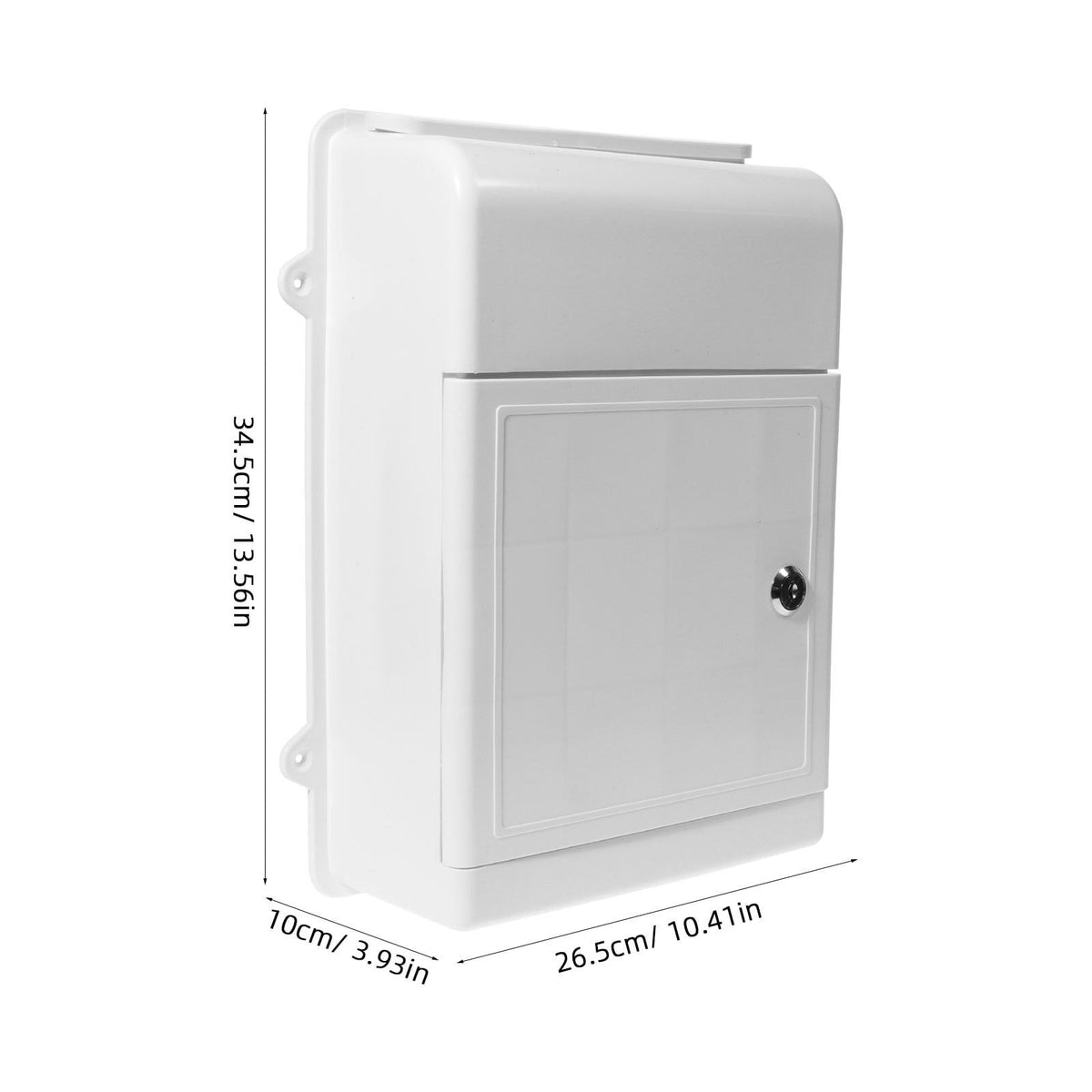 Outdoor Lockable Wall Mailbox in White, Plastic and Metal for Secure Letters, Ballots, and Comments