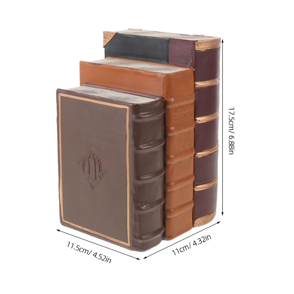 Resin Faux Book Stack Elegant European Style Decorative Prop 3 Pieces