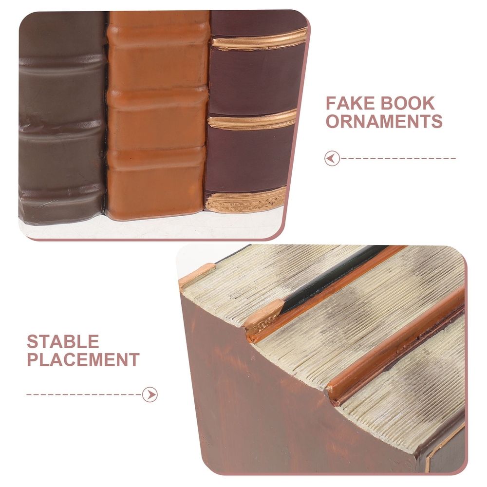 Resin Faux Book Stack Elegant European Style Decorative Prop 3 Pieces