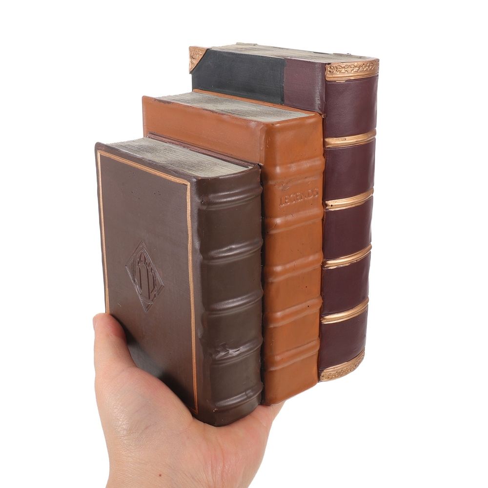 Resin Faux Book Stack Elegant European Style Decorative Prop 3 Pieces