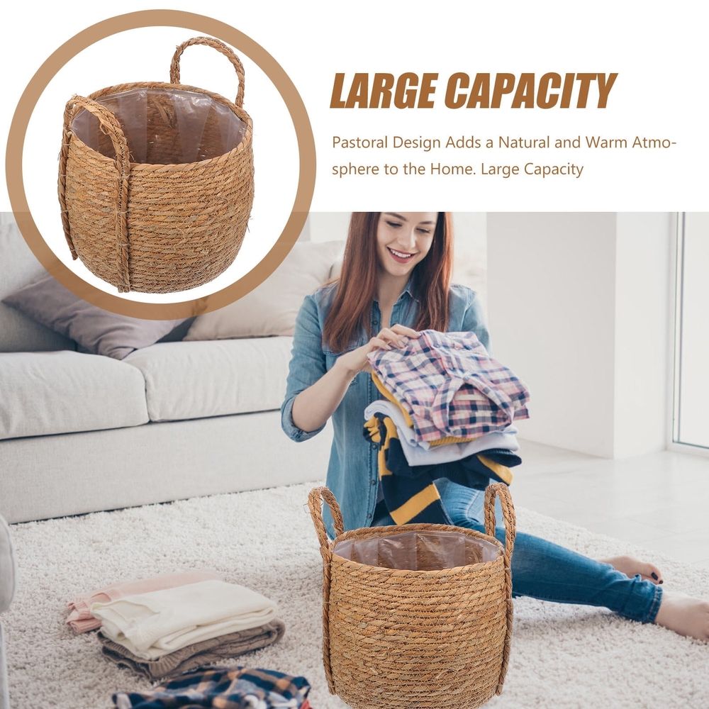 Large Wicker Plant Basket for Indoor Flowers - Decorative Storage Basket for Home, Living Room, and Convenient Organization