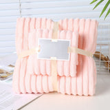 2 Piece Towel Set for Bathroom, Velvet Striped Soft Absorbent Towel Set, 1 Bath Towel 27.56x55.12 In and 1 Hand Towel 13.78x29.53 In, Pink