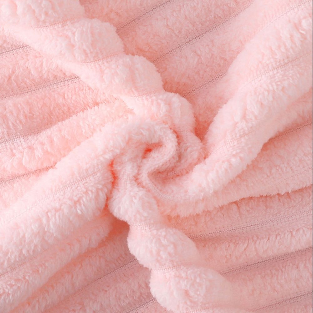 2 Piece Towel Set for Bathroom, Velvet Striped Soft Absorbent Towel Set, 1 Bath Towel 27.56x55.12 In and 1 Hand Towel 13.78x29.53 In, Pink