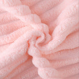 2 Piece Towel Set for Bathroom, Velvet Striped Soft Absorbent Towel Set, 1 Bath Towel 27.56x55.12 In and 1 Hand Towel 13.78x29.53 In, Pink