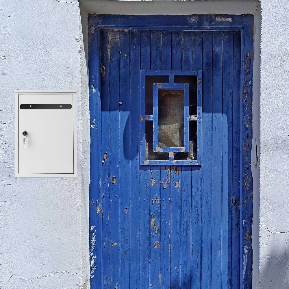 White Lockable Wall Mount Letter Box for Donation Suggestion and Ballot Collection