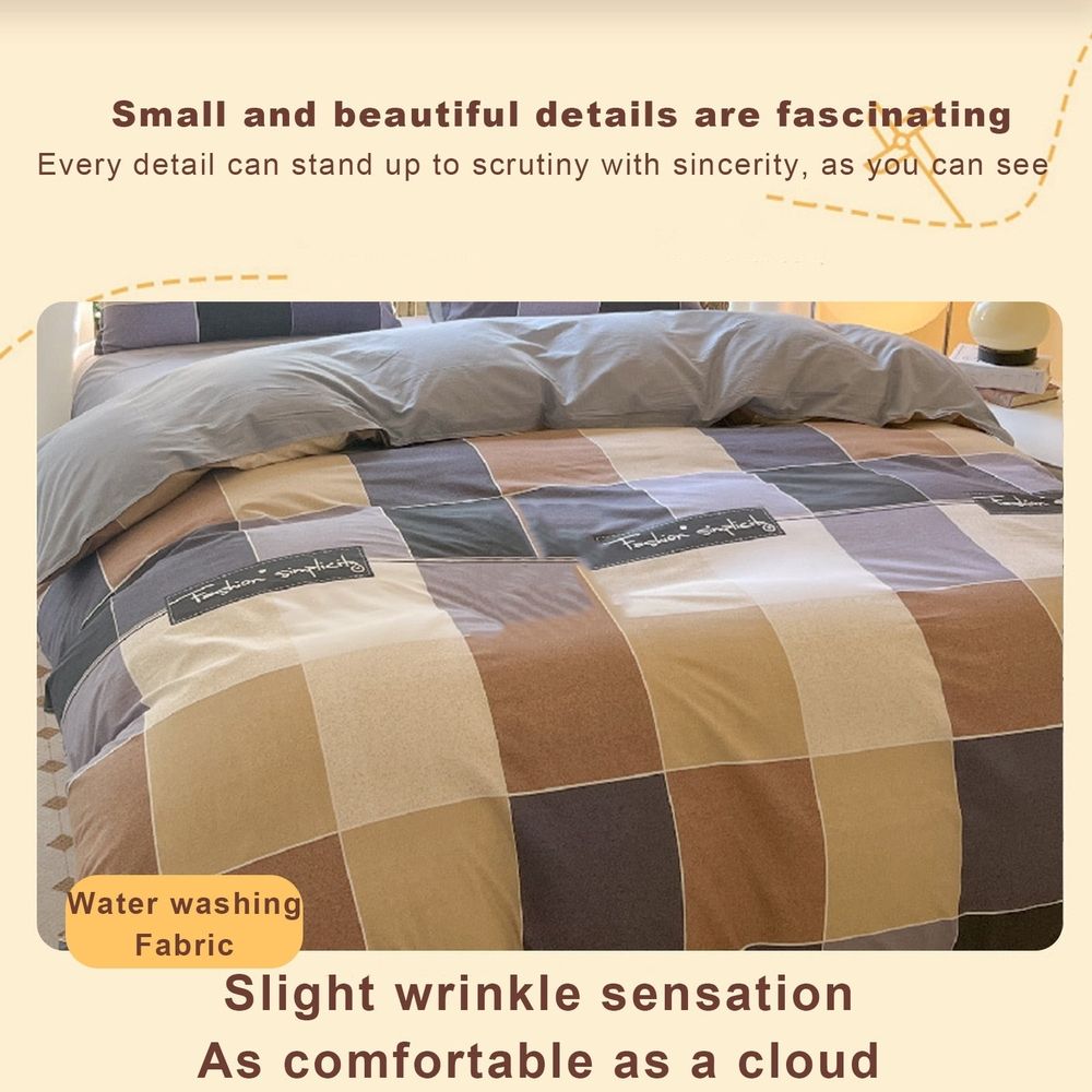 4-Piece Complete Brushed Bedding Set Lightweight Breathable Polyester Bed Linen with Sheet Duvet Cover and 2 Pillowcases All-Season Universal Bedding