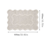 Soft Bath Mat, 16 x 24 Inch Absorbent Bathroom Rug with Scalloped Cream Beige Edge, Washable Shower Mat for Tub and Bathroom Floor