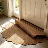 Scalloped Entryway Rug, 15.75x23.62 Inch Non-Slip Indoor Doormat, Absorbent Pineapple Weave Floor Mat for Home Entrance, Mudroom, Boho Decor