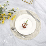 Boho Round Placemats Set of 8 Braided Border Round Place Mats 15 inch Washable Dining Table Mats for Home Wedding Holiday Party (Ivory Bordered,8)