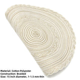 Boho Round Placemats Set of 8 Braided Border Round Place Mats 15 inch Washable Dining Table Mats for Home Wedding Holiday Party (Ivory Bordered,8)