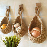 Hanging Wall Vegetable Fruit Baskets, Boho Jute Hanging Basket For Pantry Potato Garlic Onion Fruit Storage Handwoven Decorative Kitchen Organizer And Wall Planter Holder
