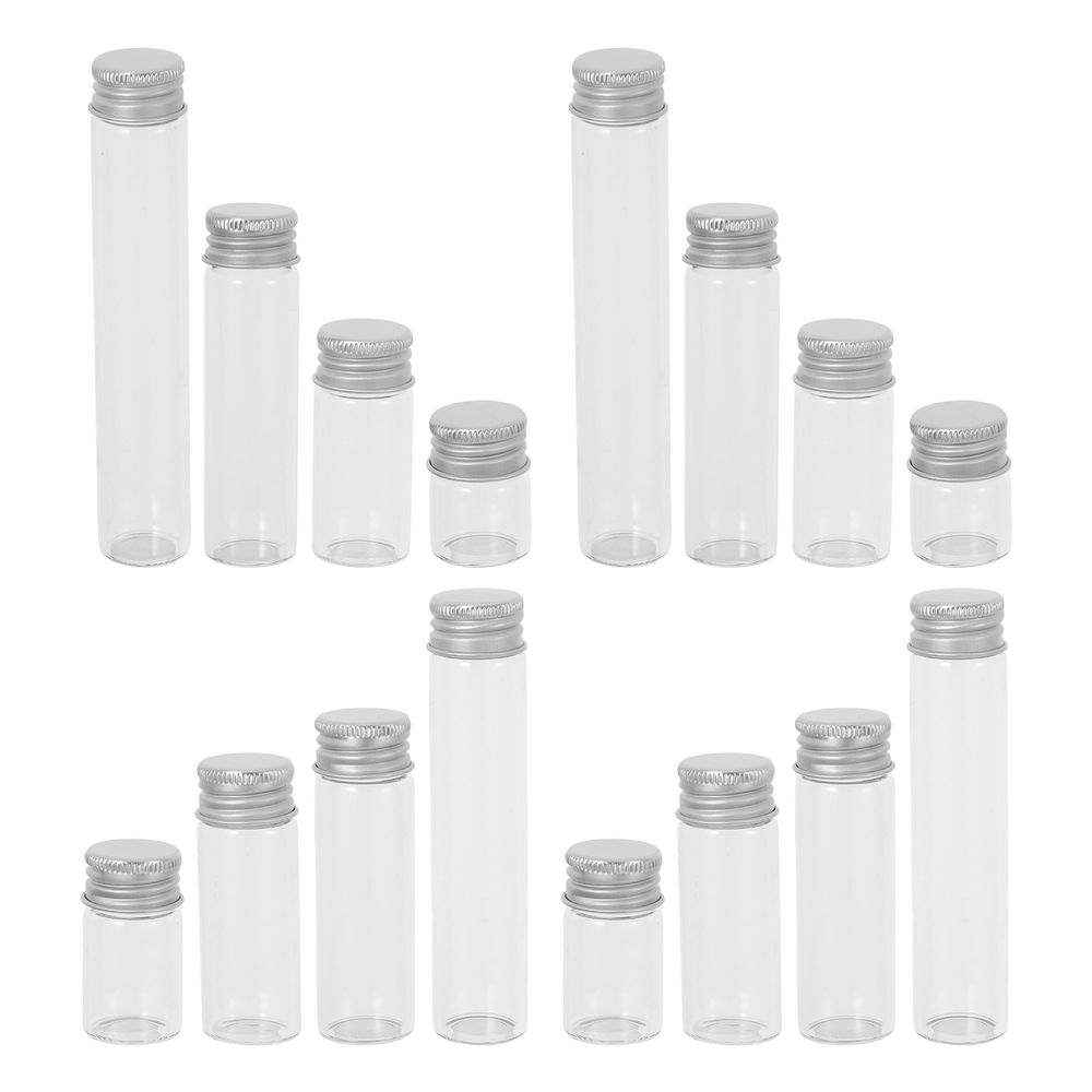 16pcs Small Glass Bottles with Screw Lids Clear Mini Vials Aluminum Caps for Jewelry, Crafts, , Beads, Wedding Favors, Art Supplies