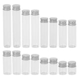 16pcs Small Glass Bottles with Screw Lids Clear Mini Vials Aluminum Caps for Jewelry, Crafts, , Beads, Wedding Favors, Art Supplies