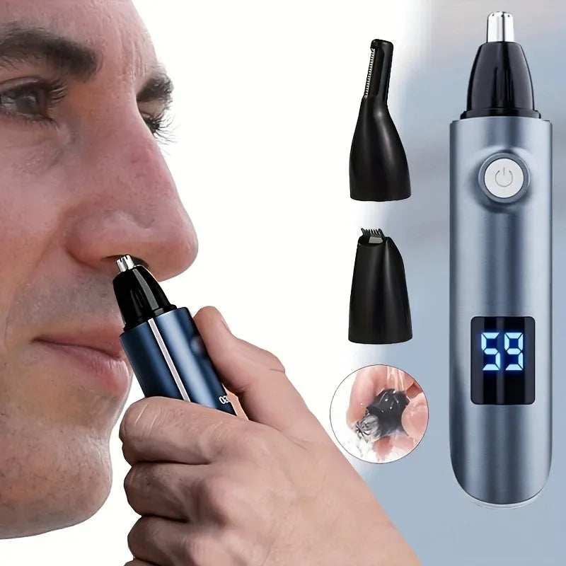 4-in-1 Electric Nose Hair Trimmer, LED Display, Waterproof(GREEN)