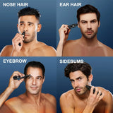 4-in-1 Electric Nose Hair Trimmer, LED Display, Waterproof(GREEN)